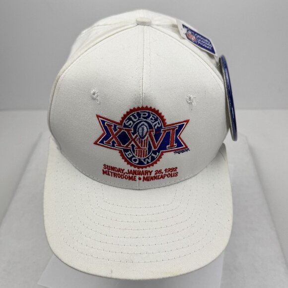 Vintage 1992 Super Bowl XXVI Snapback Hat White Adjustable NFL Team Cap with Pin - Picture 7 of 13
